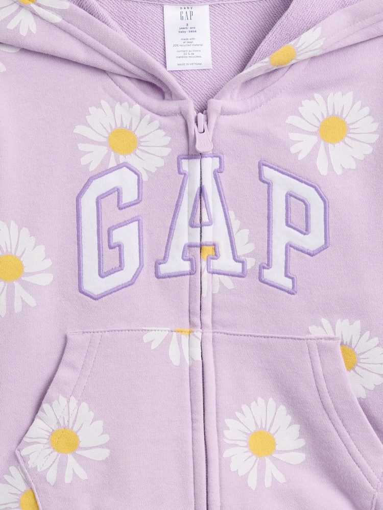 Violet marguerite - Gap Relaxed Logo French terry Sweat-shirt à capuche zippé (6mois-5ans) - Image 7 sur 7