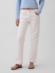 Gap White Mid Rise Relaxed Straight Jeans - Image 1 of 4
