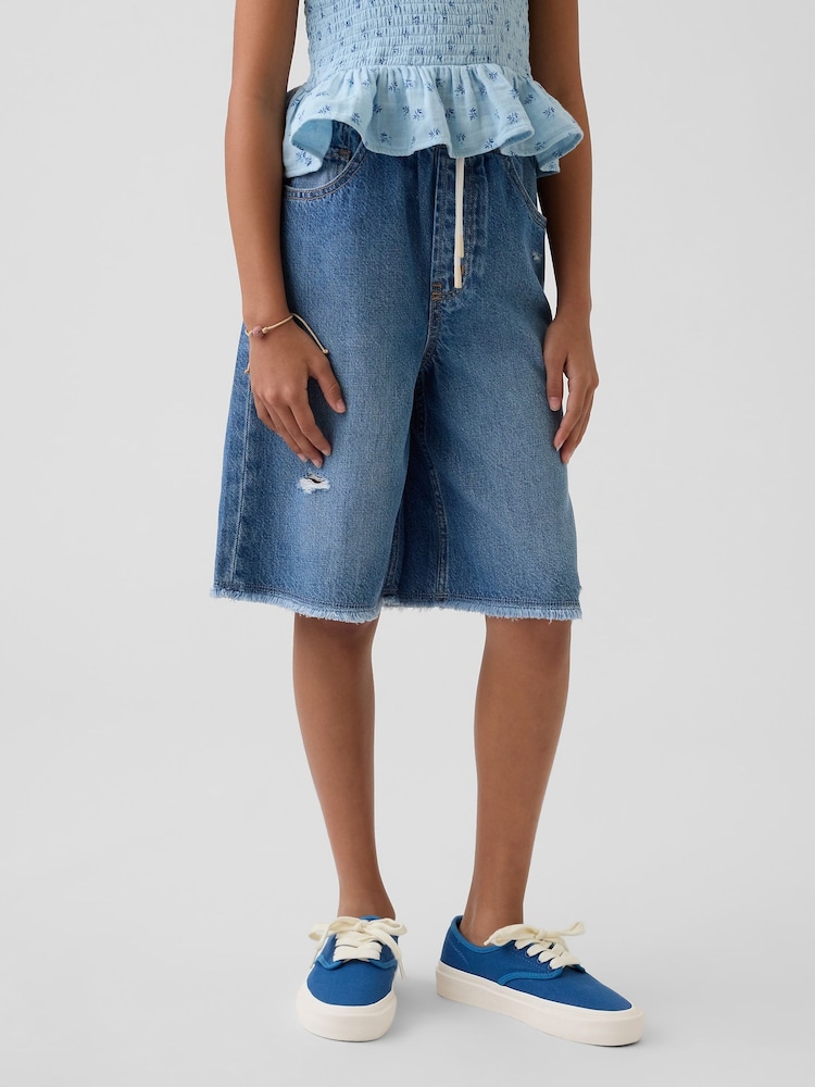 Gap Medium Wash Low Rise UltraSoft Easy Longline Denim Shorts (4-13yrs) - Image 1 of 5