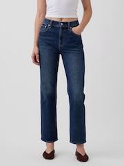 Gap Blue High Waisted 90s Slim Straight Crop Jeans - Image 1 of 4