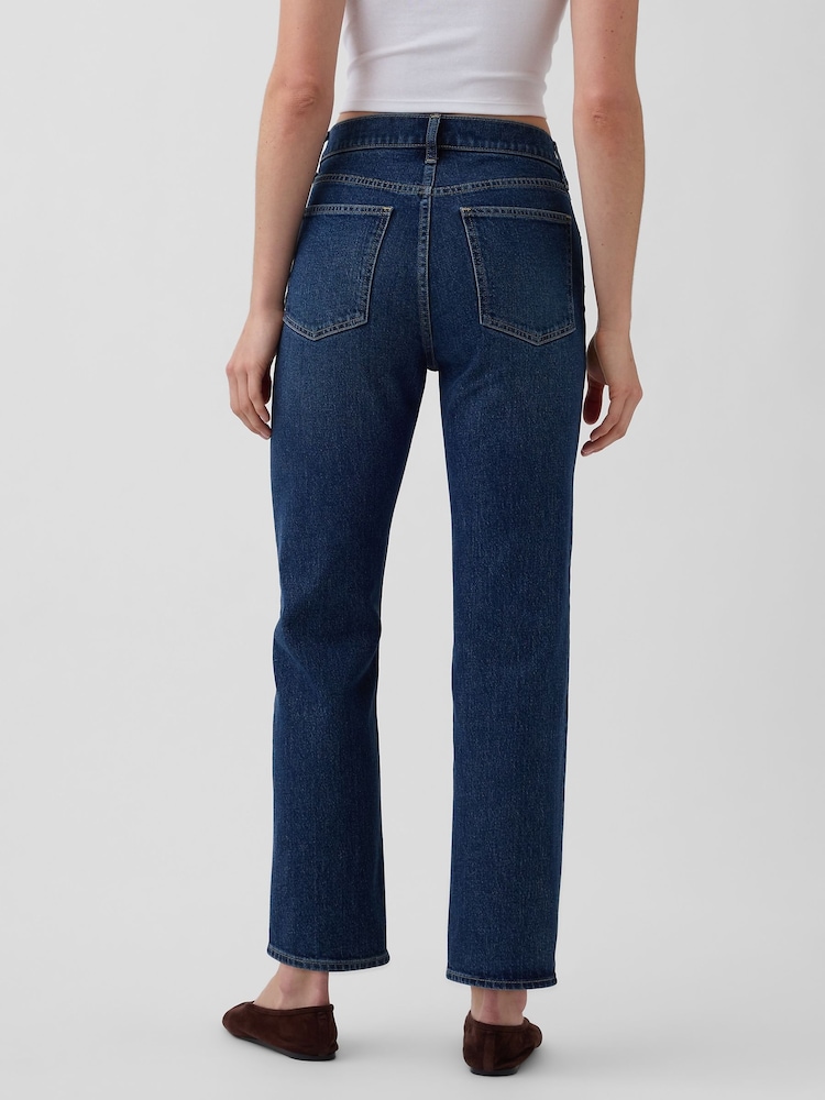 Gap Blue High Waisted 90s Slim Straight Crop Jeans - Image 2 of 4