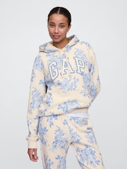 Gap Blue Floral Relaxed Logo Hoodie - Image 1 of 5