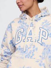 Gap Blue Floral Relaxed Logo Hoodie - Image 4 of 5