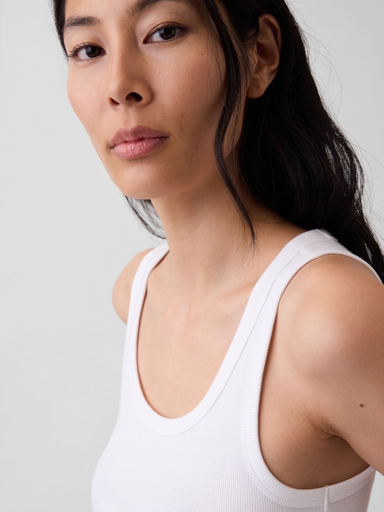 Gap White Rib Scoop Vest - Image 4 of 4 Gap White Rib Scoop Vest - Image 4 of 4