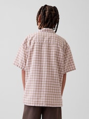 Gap Pink Check Linen-Cotton Relaxed Holiday Shirt (4-13yrs) - Image 2 of 4