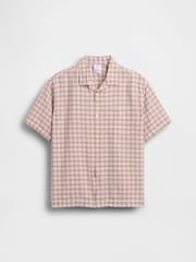 Gap Pink Check Linen-Cotton Relaxed Holiday Shirt (4-13yrs) - Image 3 of 4