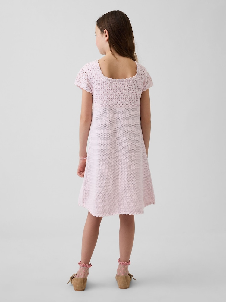Gap Pink Crochet Knit Dress (4-13yrs) (4-13yrs) - Image 2 of 4