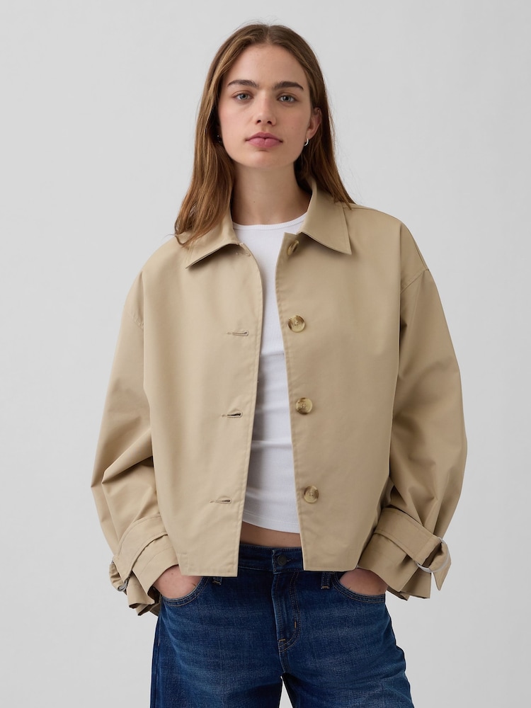 Gap Oversized Crop Trench Jacket - Imaginea 1 din 5