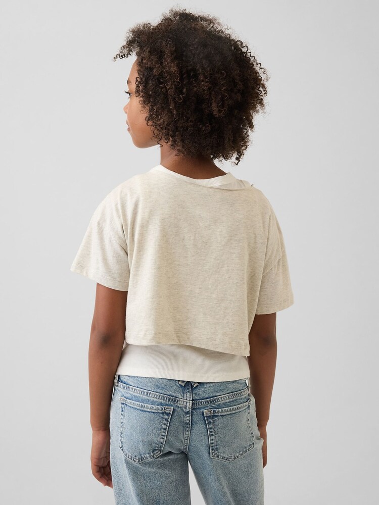 Gap Grey Oversized Wide-Neck T-Shirt (4-13yrs) - Image 2 of 4