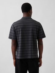 Gap Grey Stripe Relaxed Pique Polo Shirt - Image 2 of 4