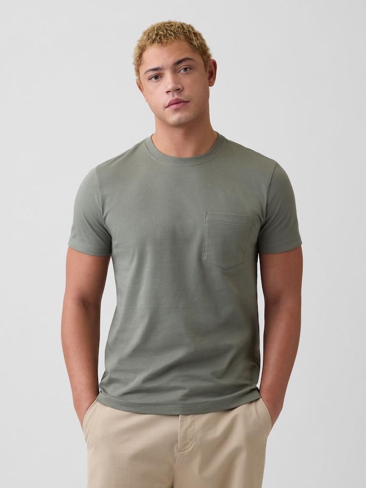 Gap Sage Green Everyday Soft Pocke T-shirt - Image 1 of 5 Gap Sage Green Everyday Soft Pocke T-shirt - Image 1 of 5