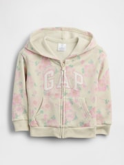 Crem floral - Gap Relaxed Logo French Terry Zip Hoodie (6mths-5yrs) - Imaginea 1 din 3