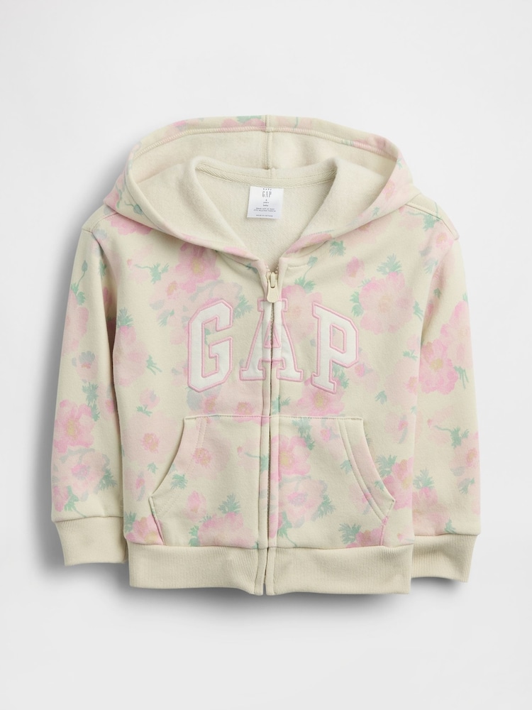 Crem floral - Gap Relaxed Logo French Terry Zip Hoodie (6mths-5yrs) - Imaginea 1 din 3