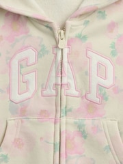 Crem floral - Gap Relaxed Logo French Terry Zip Hoodie (6mths-5yrs) - Imaginea 3 din 3
