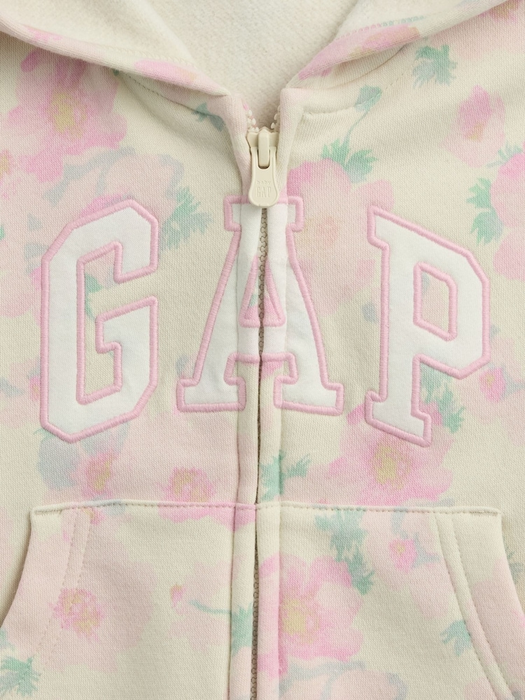 Crem floral - Gap Relaxed Logo French Terry Zip Hoodie (6mths-5yrs) - Imaginea 3 din 3