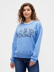 Gap Blue Floral Logo Sweatshirt - Image 1 of 5