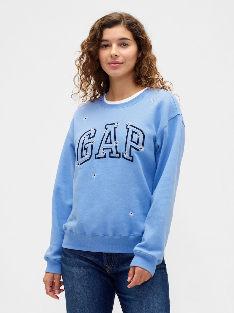 Gap Blue Floral Logo Sweatshirt - Image 1 of 5
