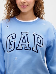 Gap Blue Floral Logo Sweatshirt - Image 4 of 5