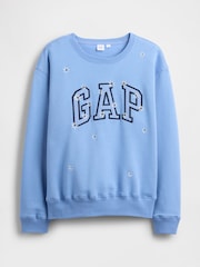 Gap Blue Floral Logo Sweatshirt - Image 5 of 5
