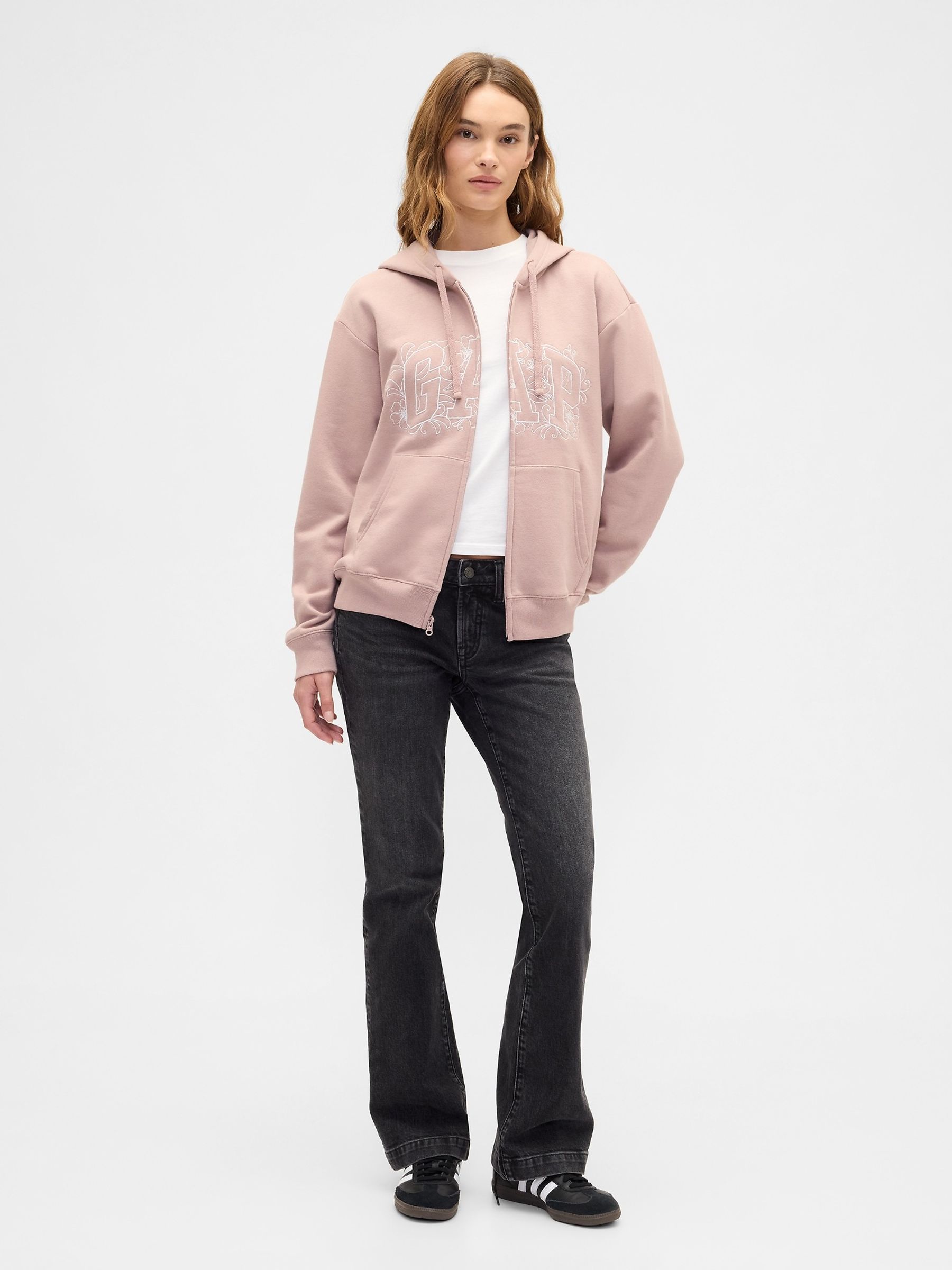 Buy Gap Light Pink Relaxed Gap Logo Zip-up Hoodie from the Next UK