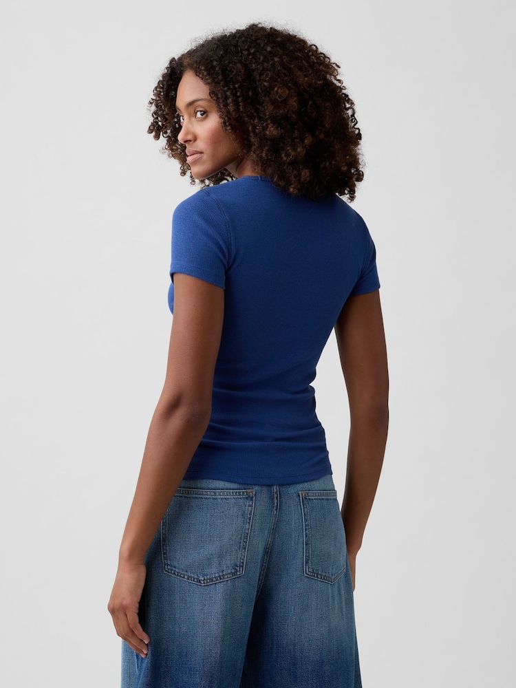 Gap Blue Modern Rib Logo T-Shirt - Image 2 of 4 Gap Blue Modern Rib Logo T-Shirt - Image 2 of 4