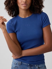 Gap Blue Modern Rib Logo T-Shirt - Image 3 of 4