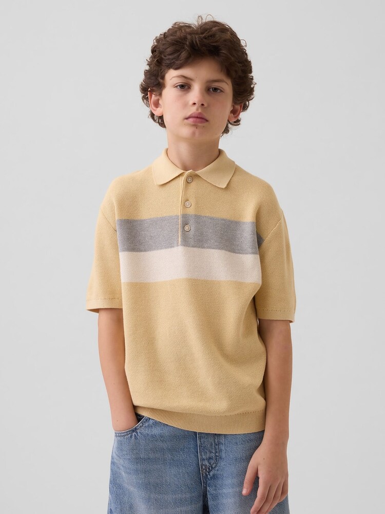 Gap Relaxed Stripe Knitted Polo Shirt (4-13yrs) - Bild 1 von 4