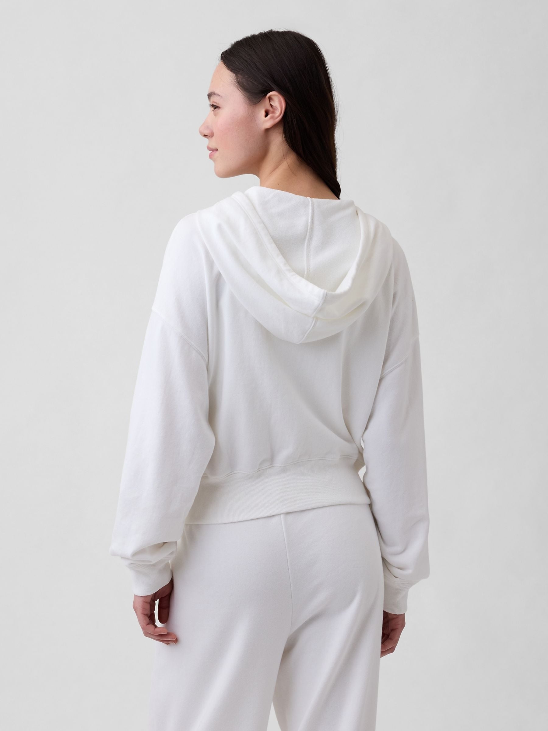 Buy Gap White Oversized Logo French Terry Zip Hoodie from the Next