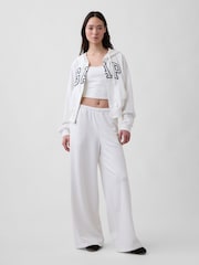 Gap White Oversized Logo French Terry Zip Hoodie - Image 3 of 4