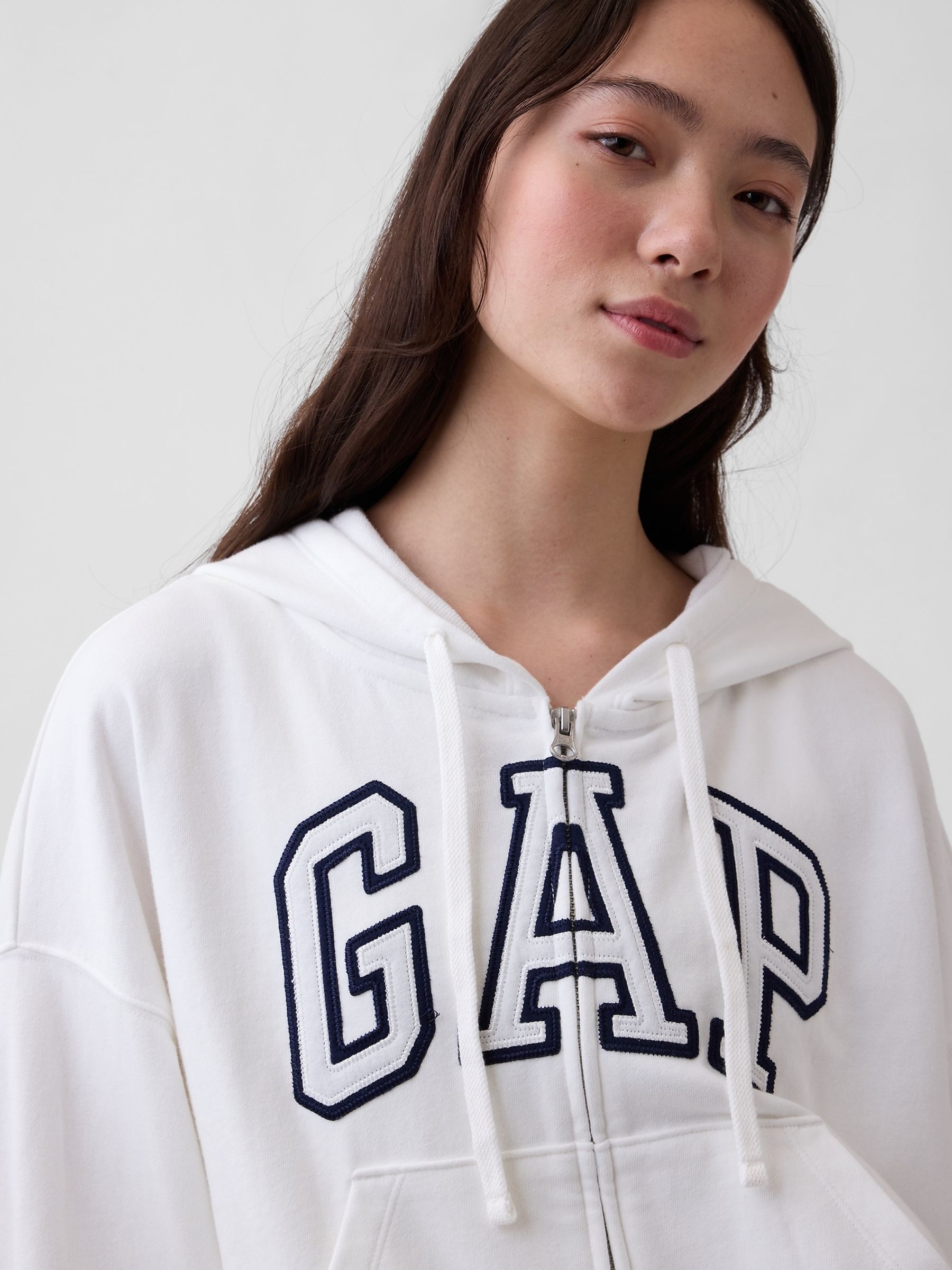 Buy Gap White Oversized Logo French Terry Zip Hoodie from the Next Buy Gap White Oversized Logo French Terry Zip Hoodie from the Next