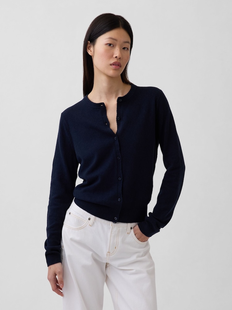Gap CashSoft Navy Cropped Cardigan - Image 1 of 4