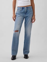 Gap Light Indigo Mid Rise Rigid Relaxed Straight Jeans - Image 1 of 4