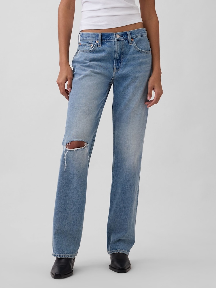 Gap Light Indigo Mid Rise Rigid Relaxed Straight Jeans - Image 1 of 4