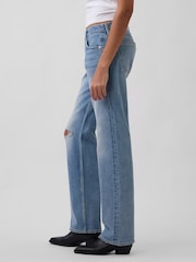 Gap Light Indigo Mid Rise Rigid Relaxed Straight Jeans - Image 3 of 4