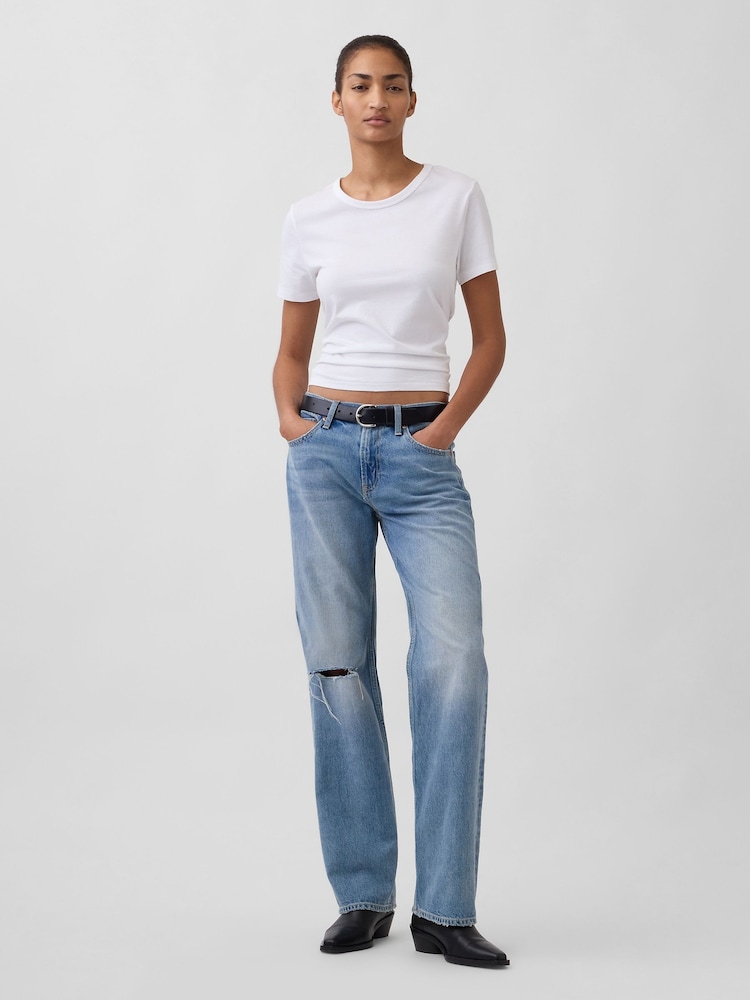 Gap Light Indigo Mid Rise Rigid Relaxed Straight Jeans - Image 4 of 4