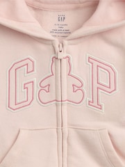 Gap Pink Vintage Soft Terry Logo Zip Hoodie (0-24mths) - Image 3 of 3