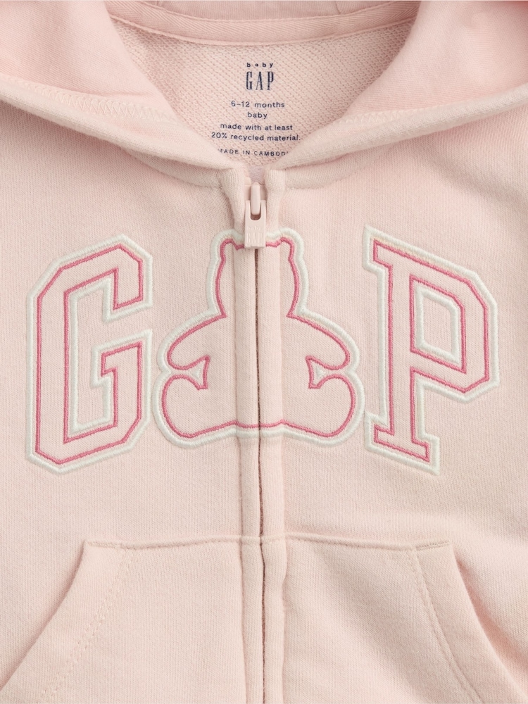 Gap Pink Vintage Soft Terry Logo Zip Hoodie (0-24mths) - Image 3 of 3