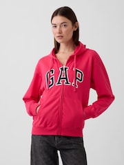 Gap Pink Relaxed Logo Zip Hoodie - Image 1 of 4