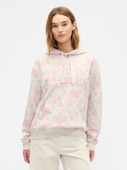Gap Pink Floral Relaxed Logo Hoodie - Image 1 of 5