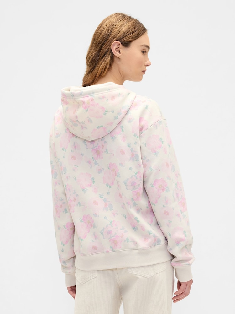 Gap Pink Floral Relaxed Logo Hoodie - Image 2 of 5