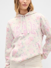 Gap Pink Floral Relaxed Logo Hoodie - Image 4 of 5