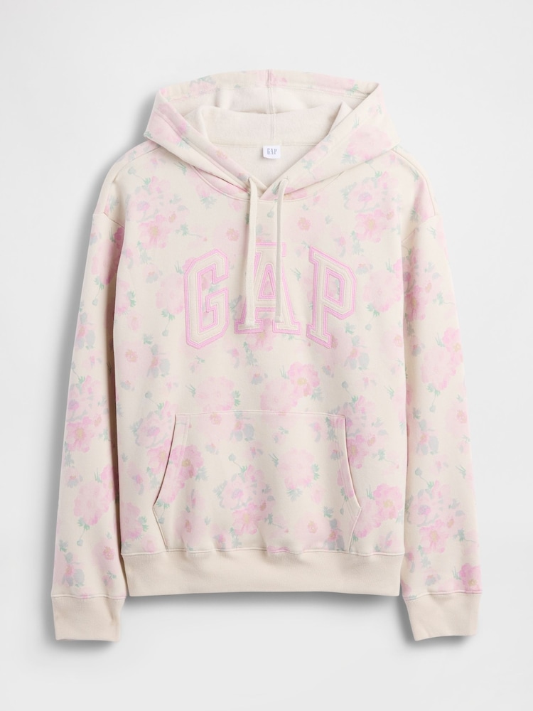Gap Pink Floral Relaxed Logo Hoodie - Image 5 of 5
