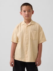 Galben - Gap Relaxed Holiday Shirt (4-13yrs) - Imaginea 1 din 1