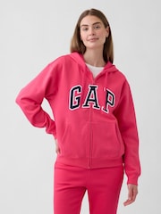 Gap Pink Relaxed Logo Zip Hoodie - Image 1 of 5