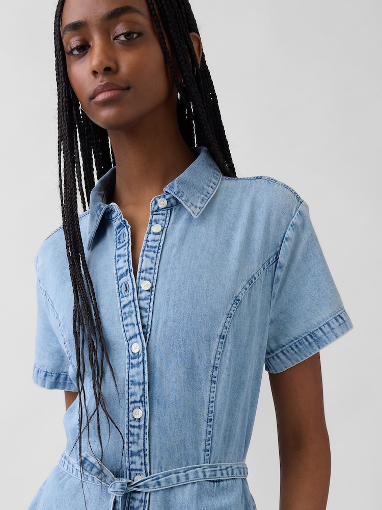 Gap Denim Elasticated waist Midi Shirtdress - Image 4 de 4