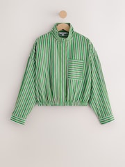Green/Red/White Stripe Funnel Neck Bomber Shirt - Image 6 of 9