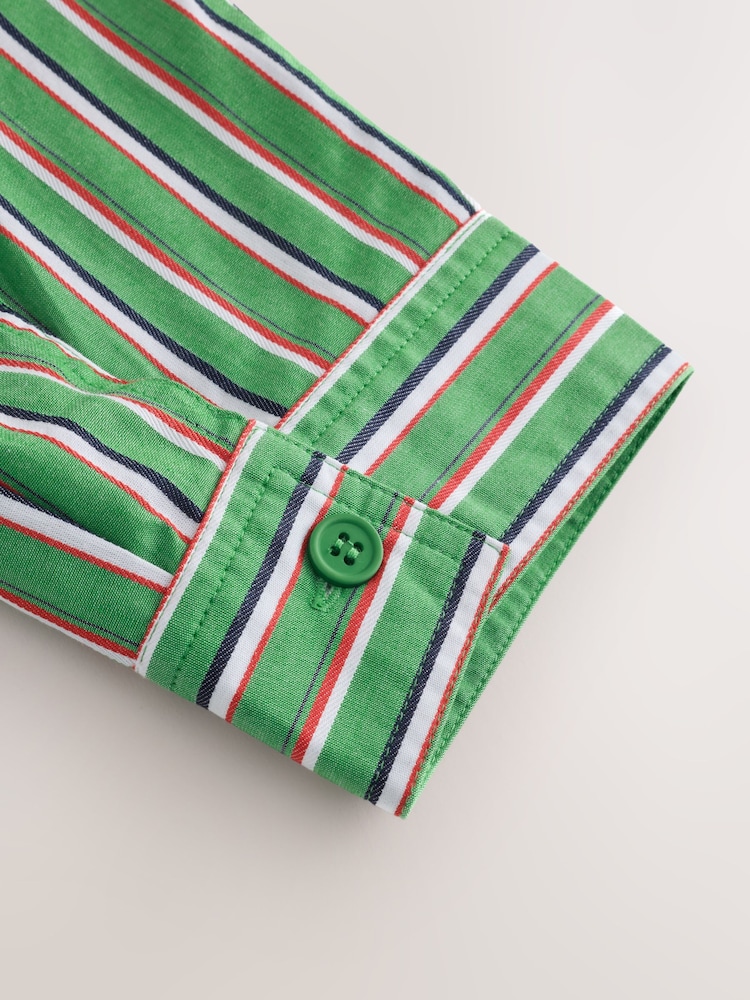 Green/Red/White Stripe Funnel Neck Bomber Shirt - Image 9 of 9
