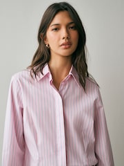 Pink/Blue Stripe Fitted Stretch Essential Long Sleeve Shirt - Image 4 of 4