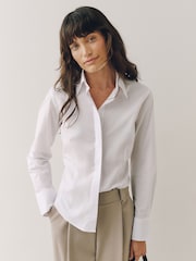 White Fitted Stretch Essential Long Sleeve Shirts 5 Pack - Image 10 of 14