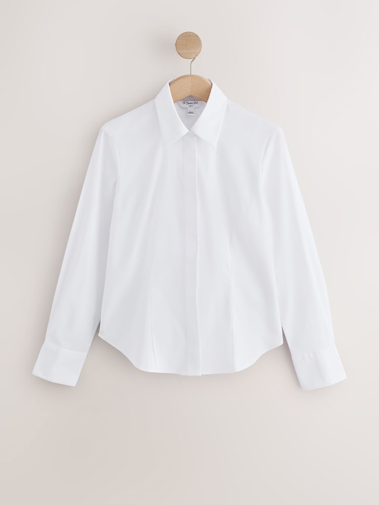 White Fitted Stretch Essential Long Sleeve Shirts 5 Pack - Image 2 of 14